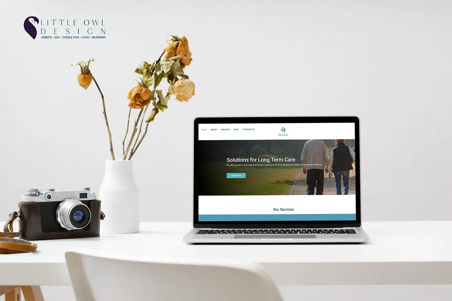 A client's branding style guide showing logos and color palette